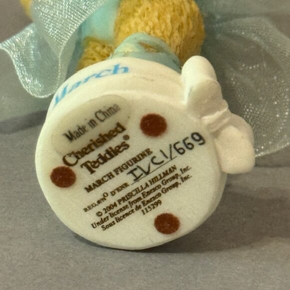 Vintage Cherished Teddies Figurine Enesco Anthropomorphic Birthstone March Bear - Picture 3 of 3